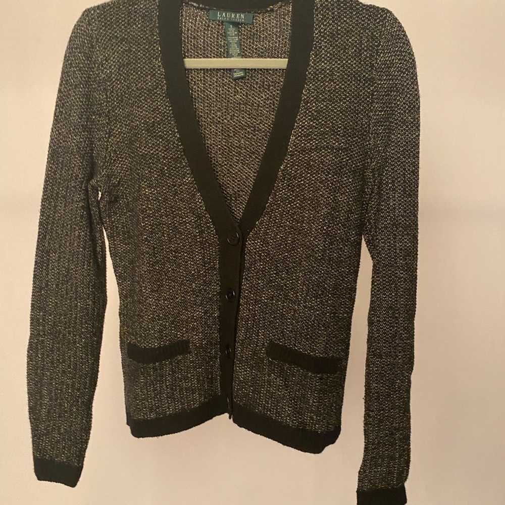 Ralph Lauren gray and black cardigan